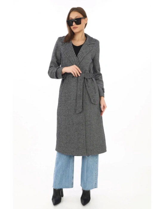 Astarlı Balık Sırtı Kaşmir Kaşe Kaban  Füme