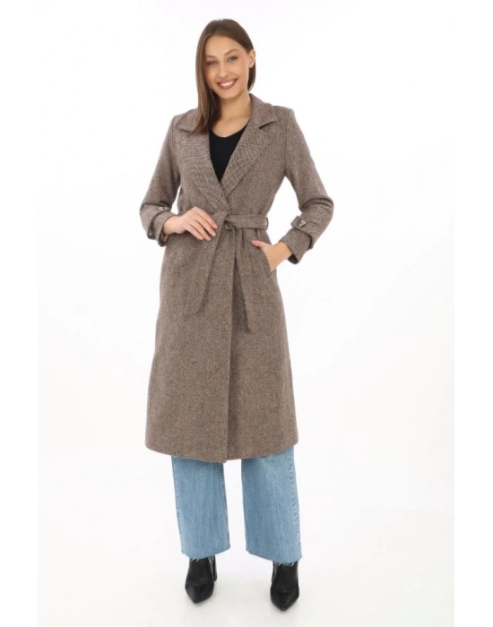 Astarlı Balık Sırtı Kaşmir Kaşe Kaban  Vizon