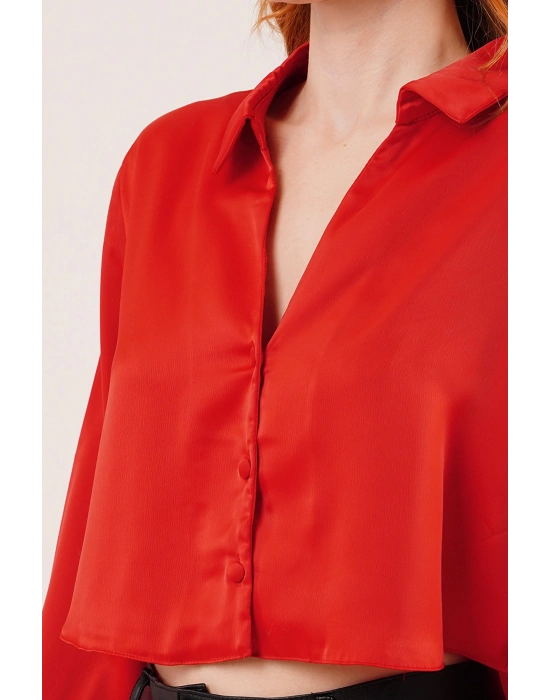 aten Crop odel Kırmızı Gömlek