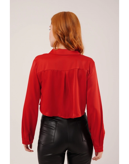 aten Crop odel Kırmızı Gömlek