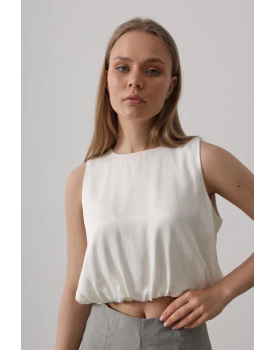 aten Kolsuz Belki astikli Bluz  Ekru