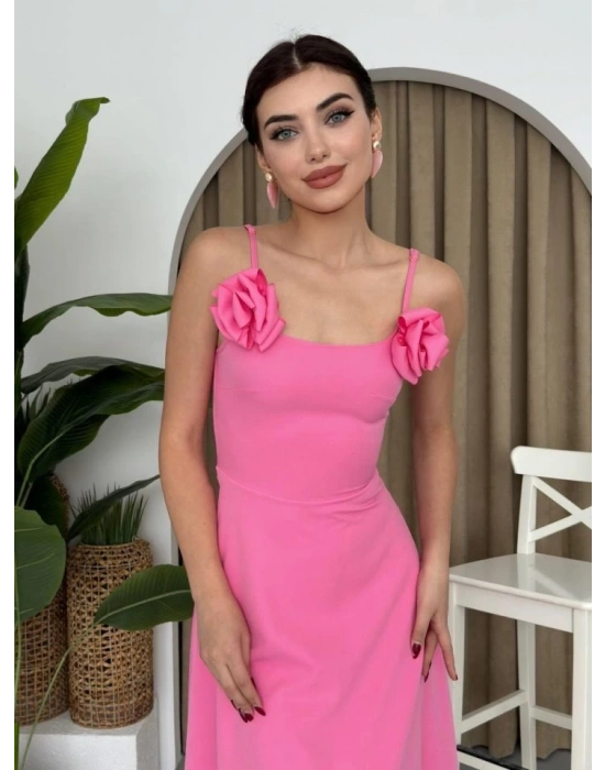 atilda Gül İp Askılı Elbise