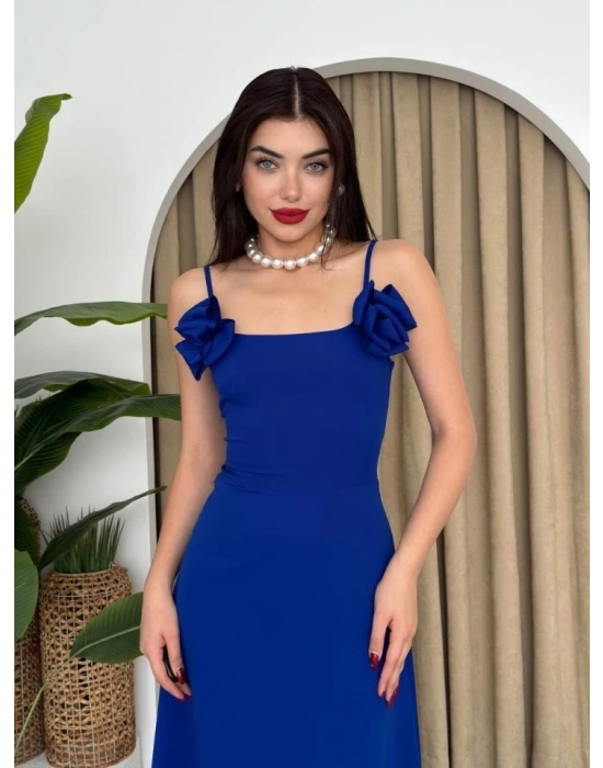 Matilda Gül İp Askılı Elbise