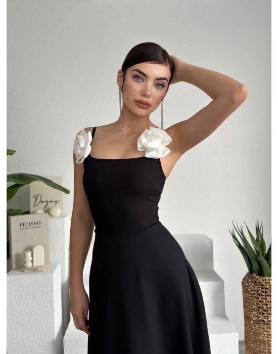 atilda Gül İp Askılı Elbise