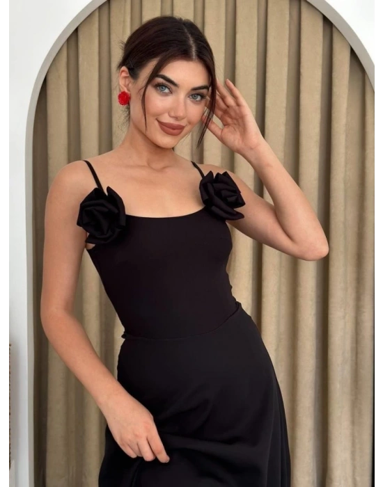 Matilda Gül İp Askılı Elbise