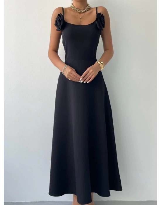 Matilda Gül İp Askılı Elbise