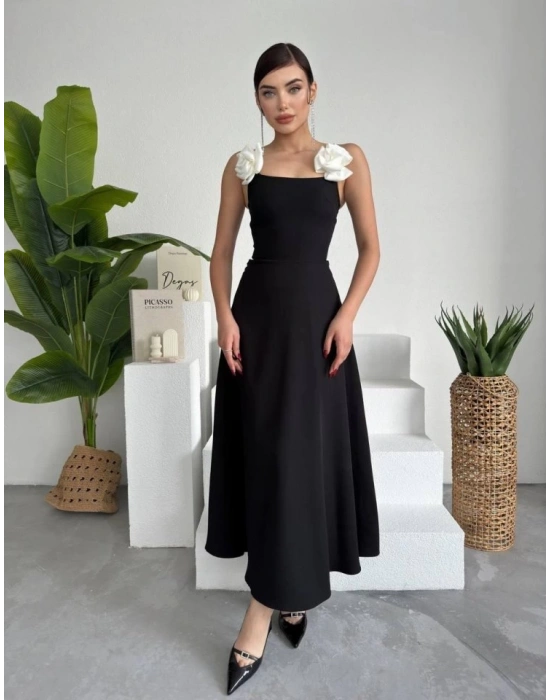 atilda Gül İp Askılı Elbise