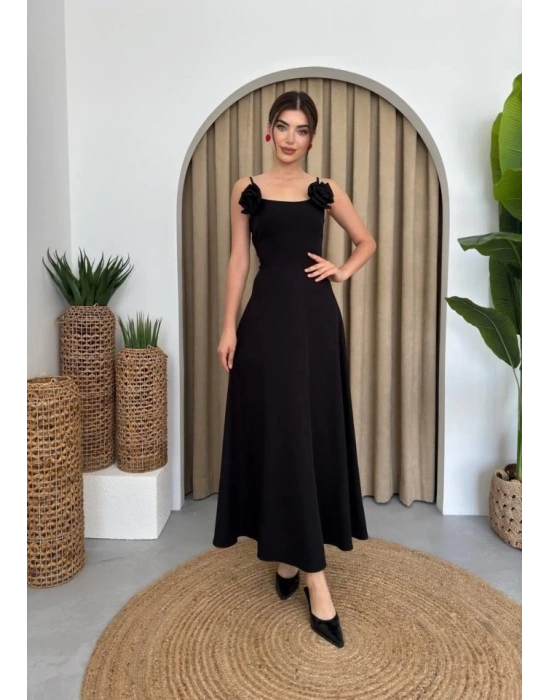 Matilda Gül İp Askılı Elbise