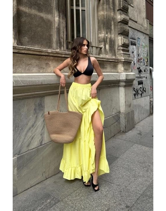 Audrey Fıfrlı Yırtmaç Detay Etek 4037