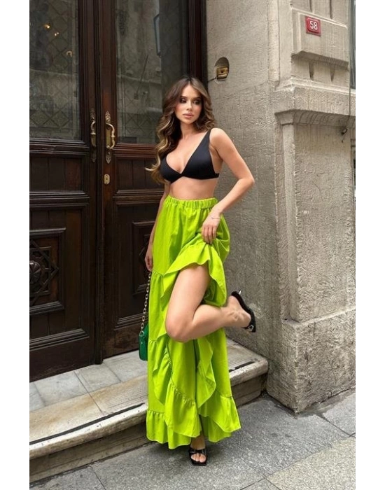 Audrey Fıfrlı Yırtmaç Detay Etek 4037