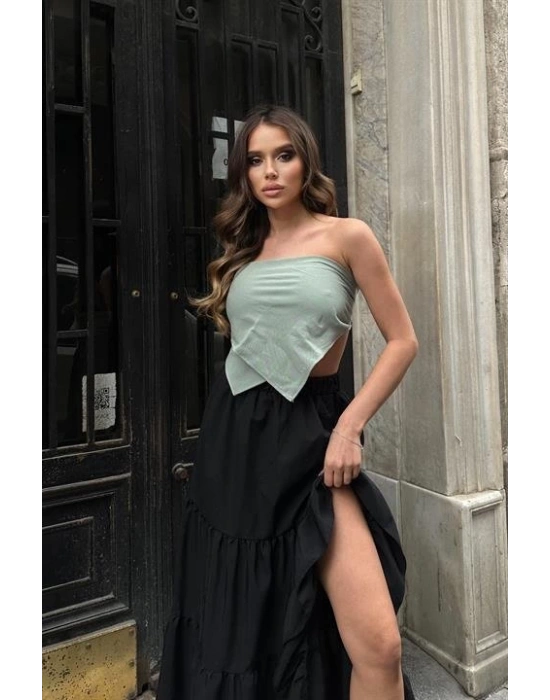 Audrey Fıfrlı Yırtmaç Detay Etek 4037