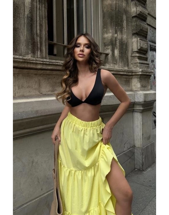 Audrey Fıfrlı Yırtmaç Detay Etek 4037