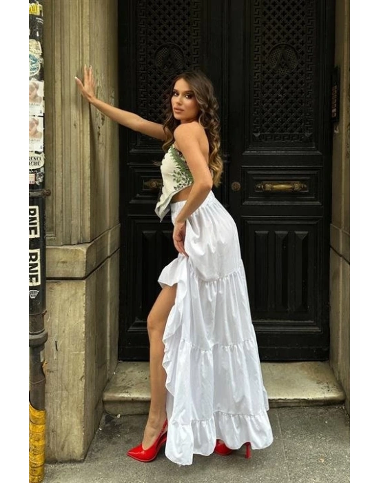 Audrey Fıfrlı Yırtmaç Detay Etek 4037