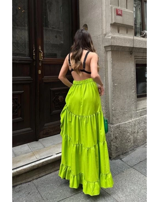 Audrey Fıfrlı Yırtmaç Detay Etek 4037