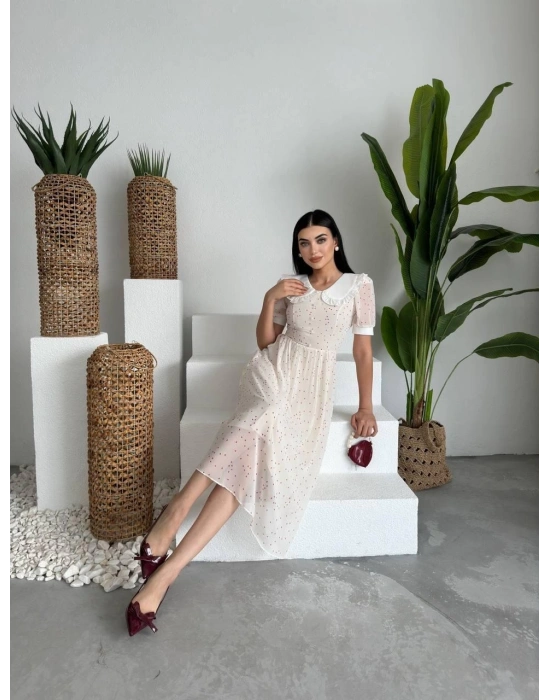 Aversa İnci Detay Şifon Elbise