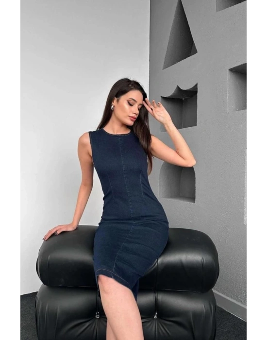 avi Arkası Fermuarlı Kot Elbise