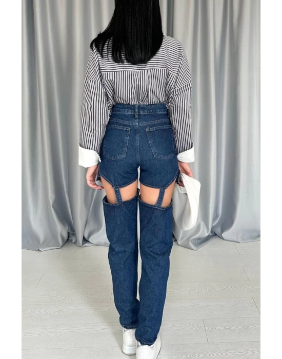 avi Askılı İki Parça Jeans Pantolon