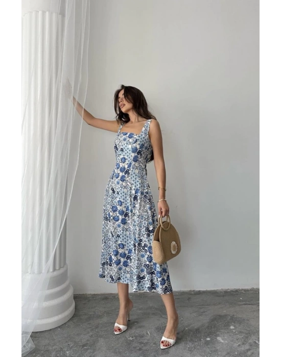 avi Çiçekli Viskon Elbise