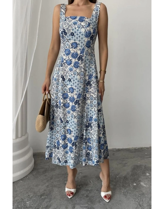 avi Çiçekli Viskon Elbise