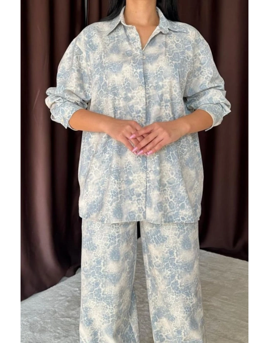 avi eopar Desenli Ceket Ve Pantolon Keten Takım