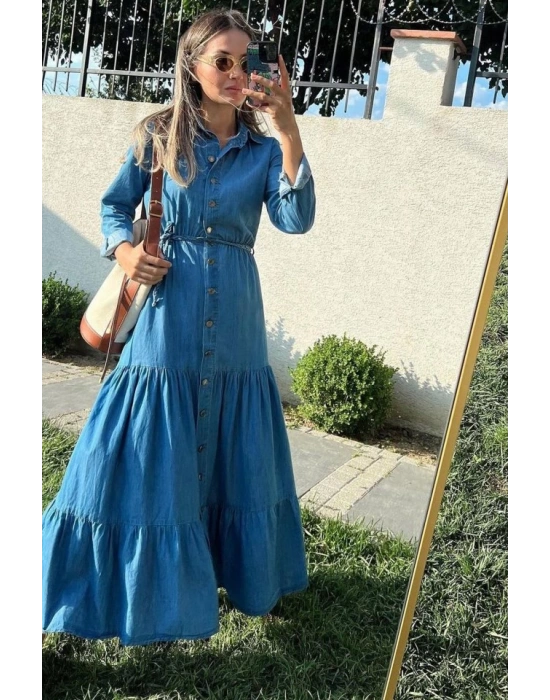 Mavi Gömlek Elbise