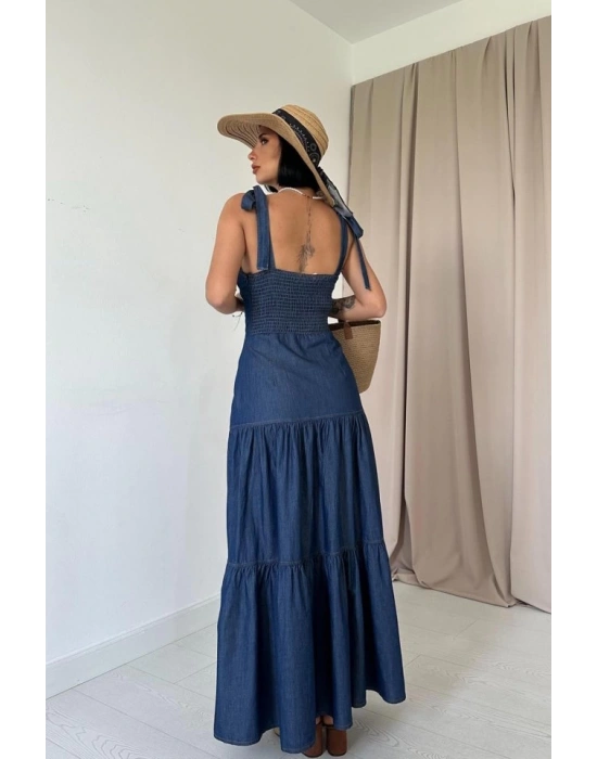 avi Tencel Bağlamalı Askılı Elbise