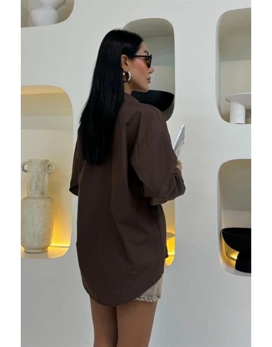 Ay Figürlü Taş İşlemeli Poplin Gömlek 3440