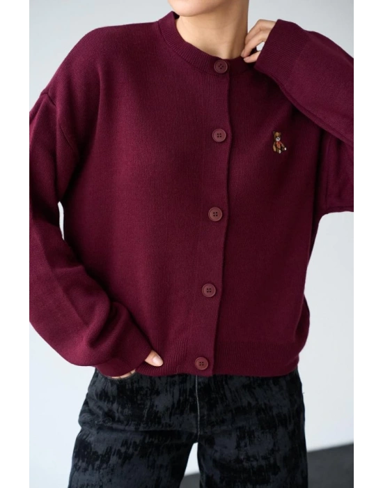 Ayıcıklı Hırka  Bordo