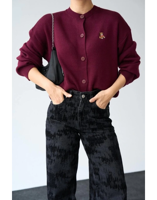 Ayıcıklı Hırka  Bordo