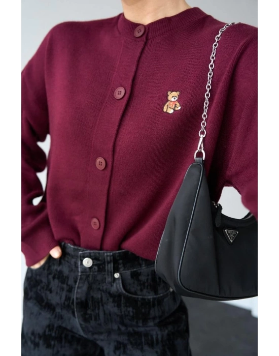 Ayıcıklı Hırka  Bordo