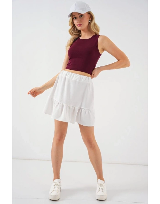 Ayrobin Mini Etek 8054  Beyaz