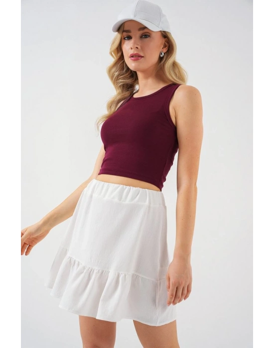 Ayrobin Mini Etek 8054  Beyaz