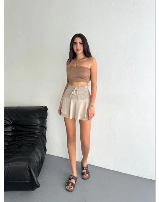 Ayrobin Şortlu Etek  Bej
