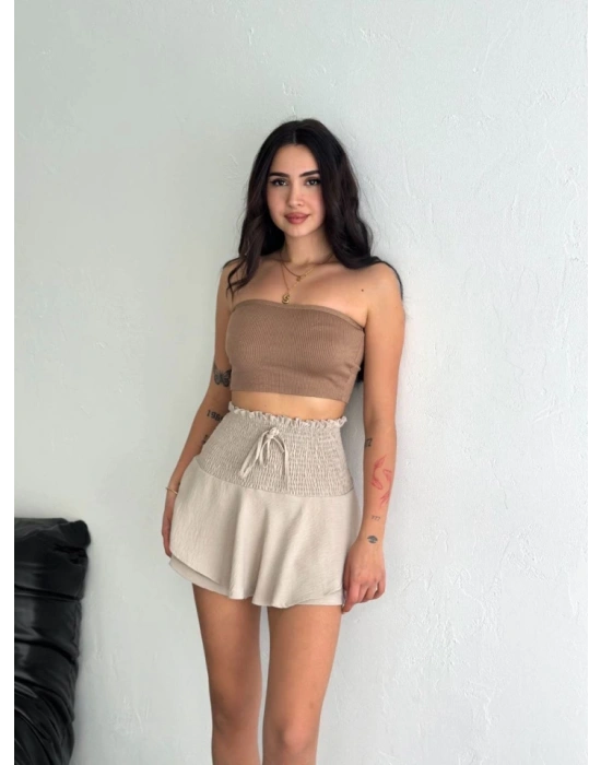 Ayrobin Şortlu Etek  Bej