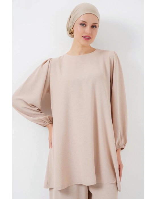 Ayrobin Tunik Pantolon Alt Üst Takım 6712  Krem