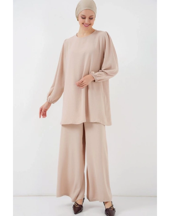 Ayrobin Tunik Pantolon Alt Üst Takım 6712  Krem