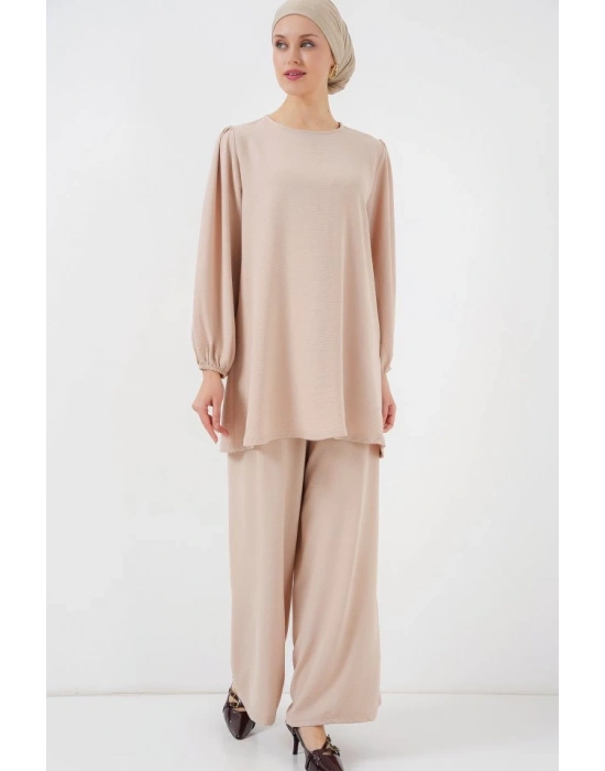 Ayrobin Tunik Pantolon Alt Üst Takım 6712  Krem