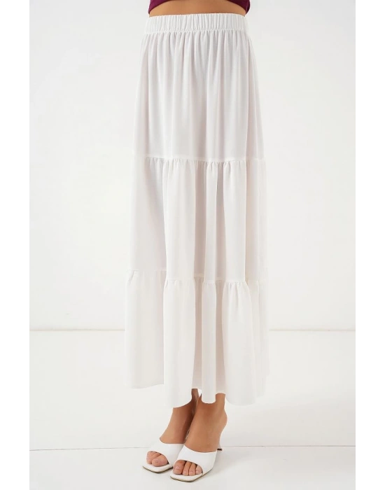 Ayrobin Uzun Etek 8048  Beyaz