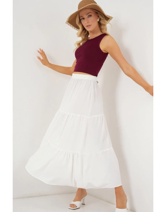 Ayrobin Uzun Etek 8048  Beyaz