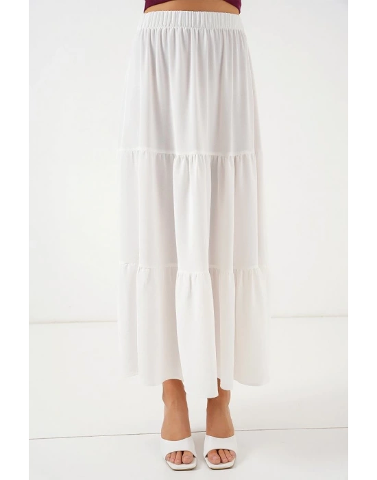 Ayrobin Uzun Etek 8048  Beyaz