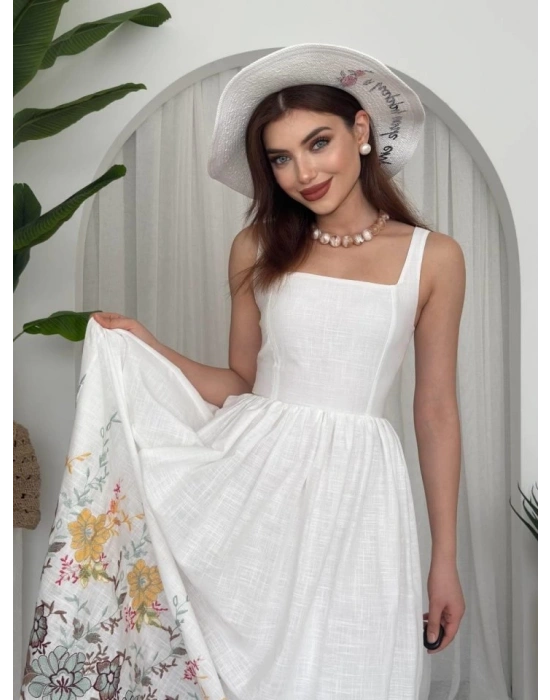 azi Çiçek Desenli Elbise