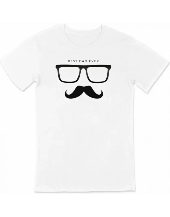 Babalar Günü Hediye Baba Temalı Baskılı Oversize Bisiklet Yaka Tshirt  Beyaz