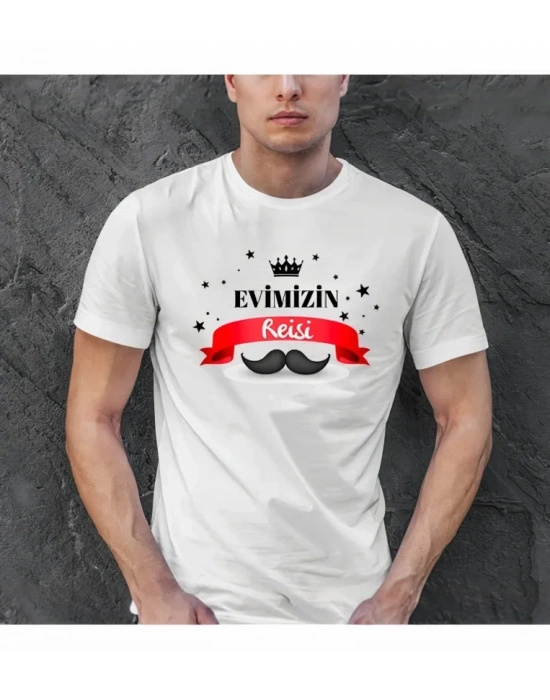 Babalar Günü Hediye Baba Temalı Baskılı Oversize Bisiklet Yaka Tshirt  Beyaz