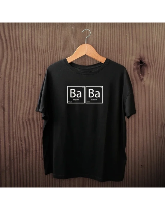 Babalar Günü Hediye Baba Temalı Baskılı Oversize Bisiklet Yaka Tshirt  iyah