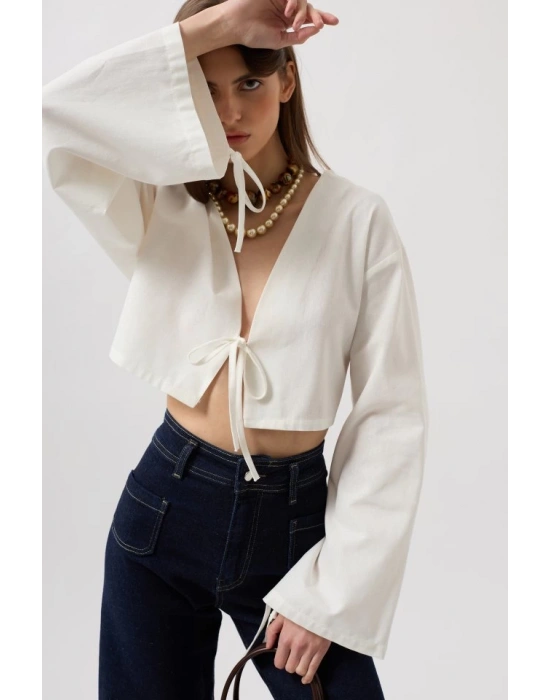 Bağlama Detay Uzun Kol Bluz