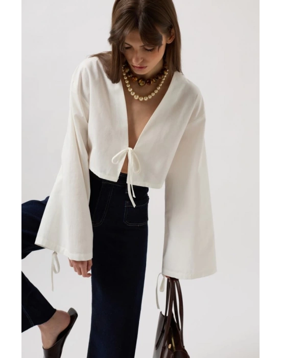 Bağlama Detay Uzun Kol Bluz