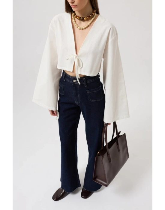 Bağlama Detay Uzun Kol Bluz