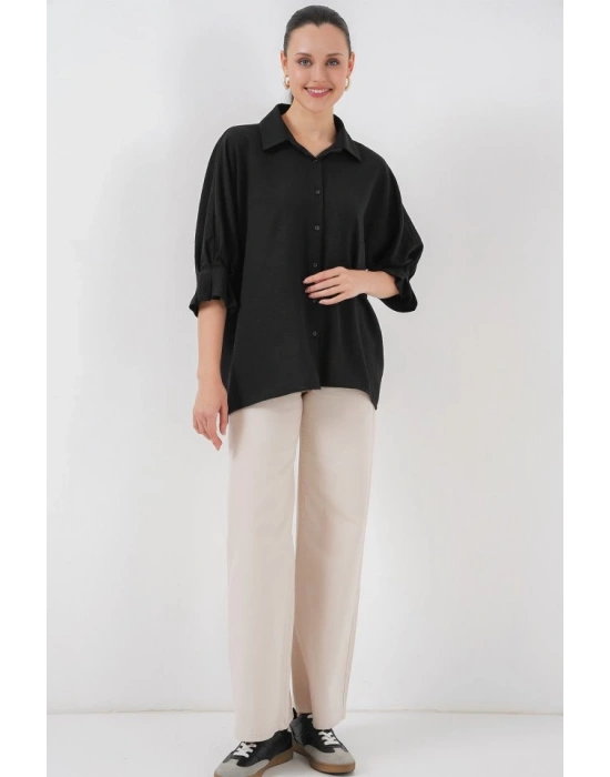 Bağlama Detaylı Ayrobin Gömlek 20290  Siyah