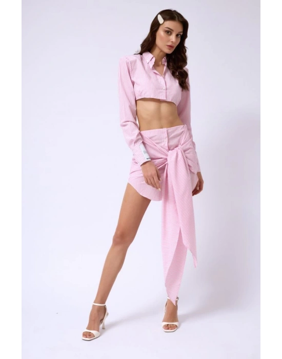 Bağlamalı Çizgili Etek