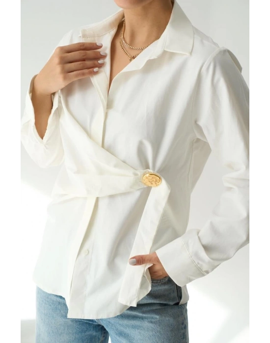 Bağlamalı Gömlek  Ekru